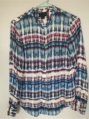 J.Crew Collection Silk Button Down Blouse Tie-Dye Bulgonia Multicolor Print 4